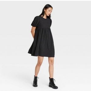Black puff sleeve dress
